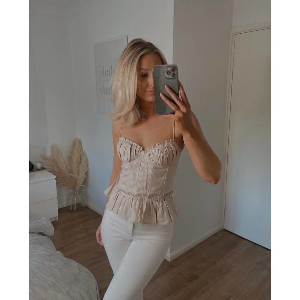 H&M Brock Collection Linen-blend Corset-style Top - Picture 11 of 13